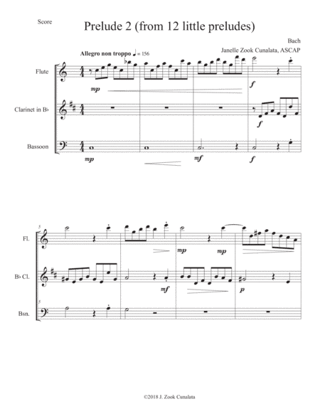 Prelude II - Woodwind Trio (fl/ob, cl, bsn) (arr. Janelle Zook Cunalata)
