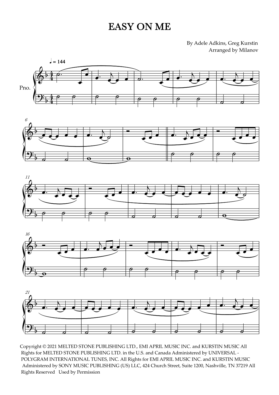 Easy On Me (arr. Milanov)