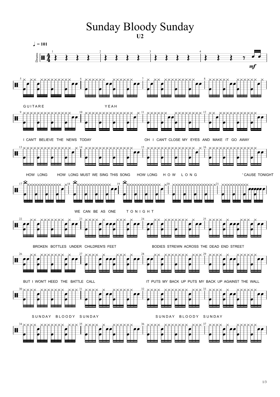 Sunday Bloody Sunday (arr. Cyril Mayer)