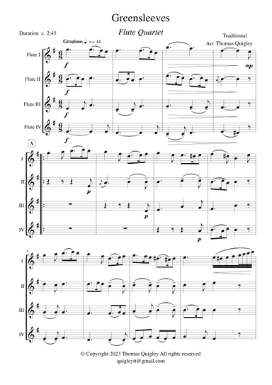 Greensleeves (arr. Thomas Quigley)