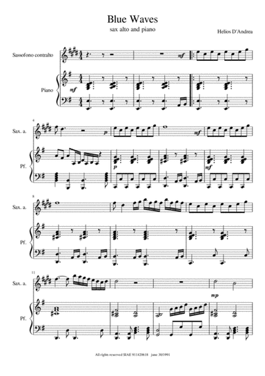 Blue Waves for sax alto and piano