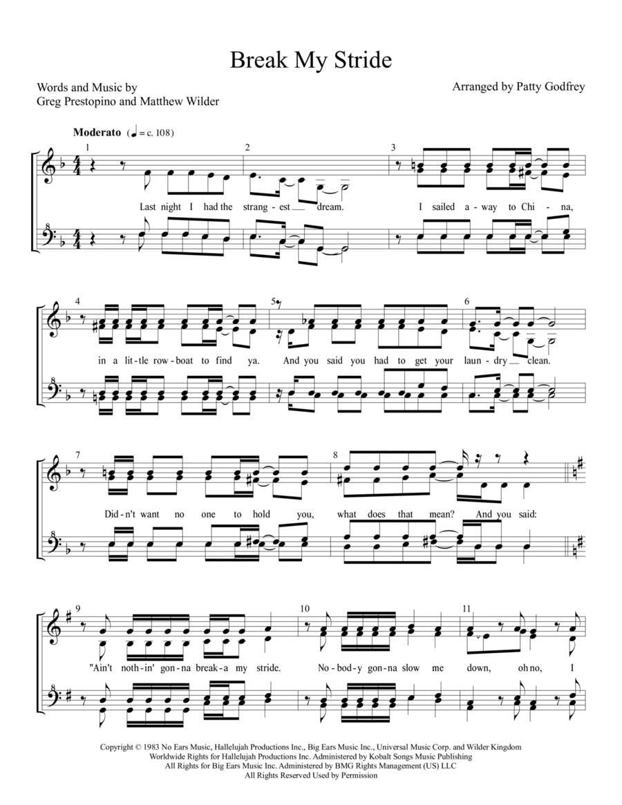 Break My Stride (arr. Patty Godfrey)