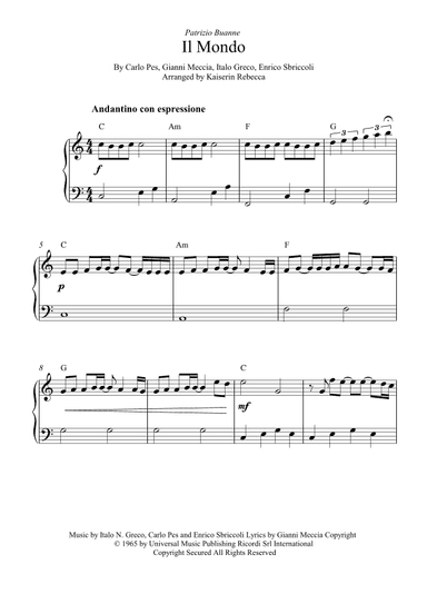 Il Mondo (arr. Kaiserin Rebecca)