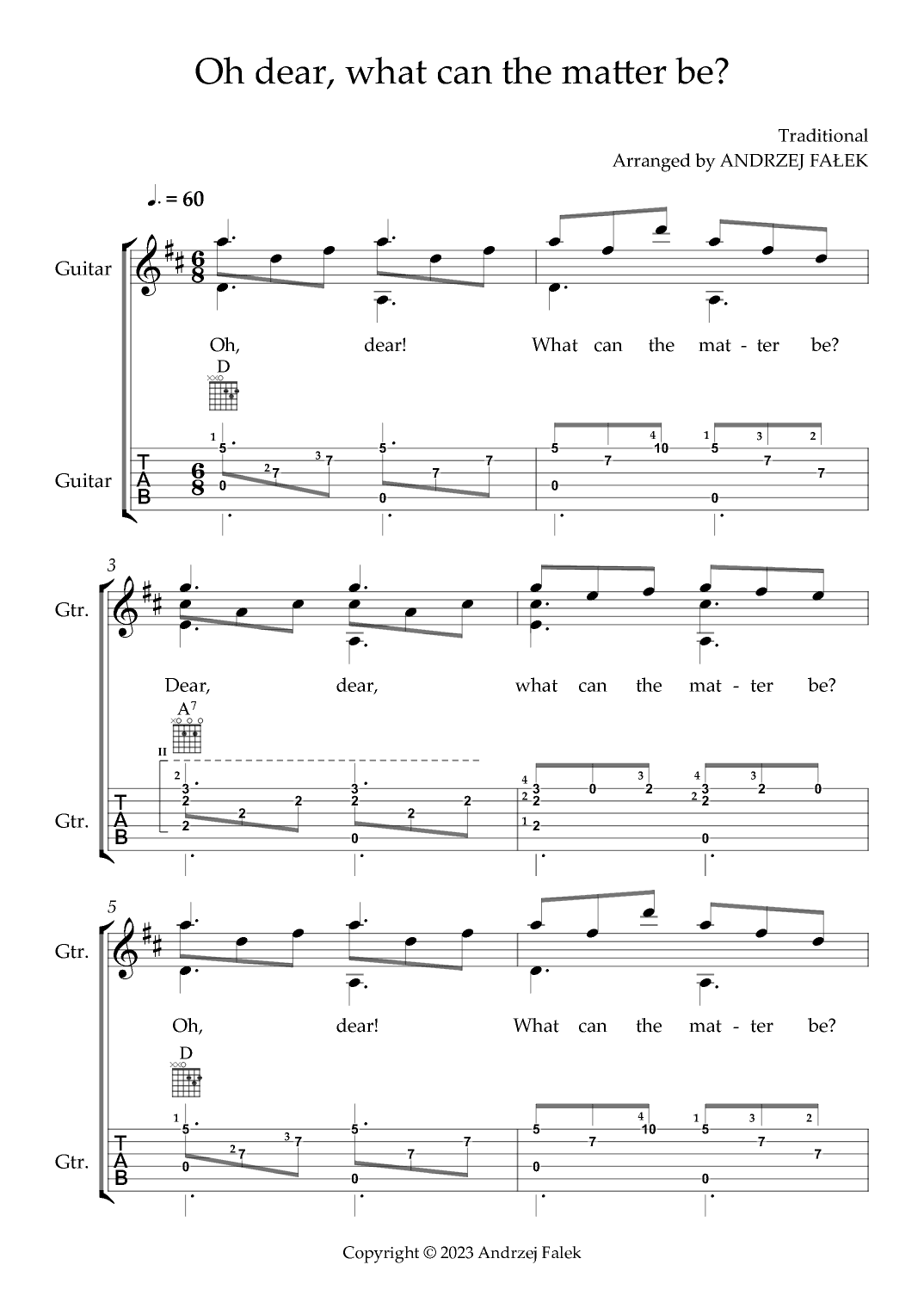 Oh Dear! What Can the Matter Be? (arr. Andrzej Falek)