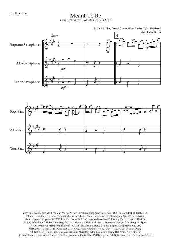 Meant To Be (arr. Fabio Britto)