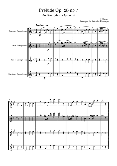 Prelude Op. 28 no 7 for Saxophone Quartet (arr. Antoniel Henrique)