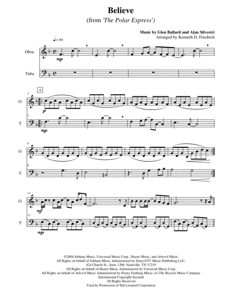 Believe (arr. Kenneth D. Friedrich)