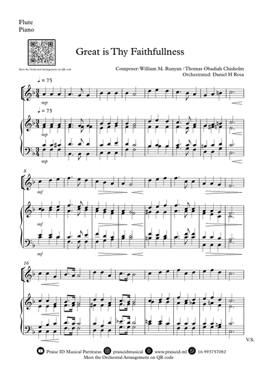 Great is Thy Faithfullness - Easy Flute and Piano (arr. Daniel H Rosa)