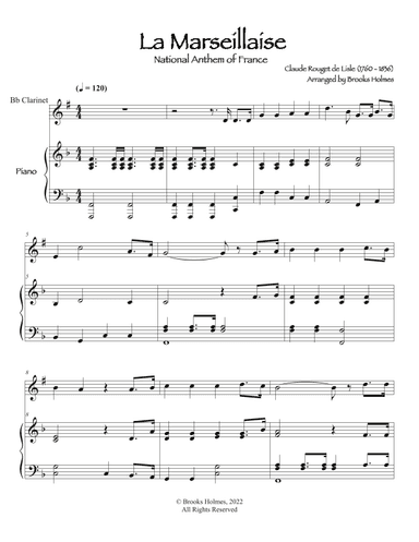 French National Anthem (La Marseillaise) Clarinet & Piano (arr. Brooks Holmes)
