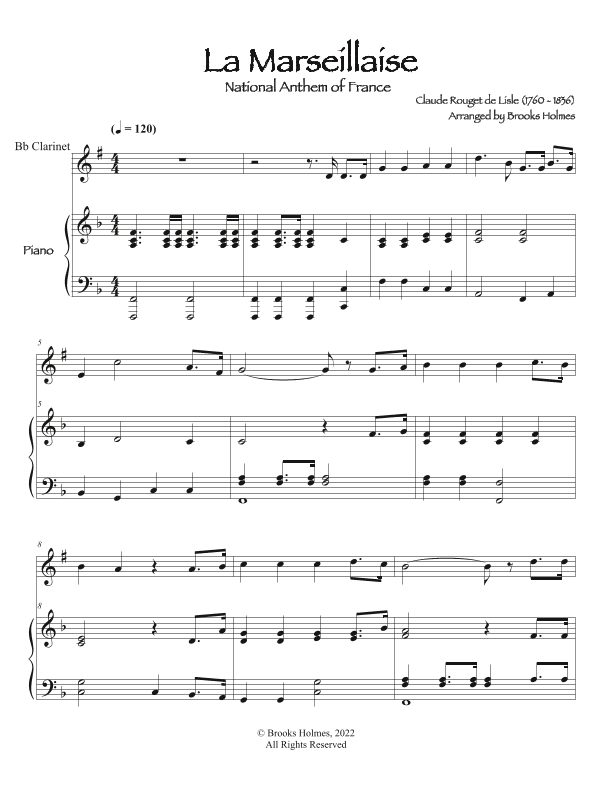 French National Anthem (La Marseillaise) Clarinet & Piano (arr. Brooks Holmes)