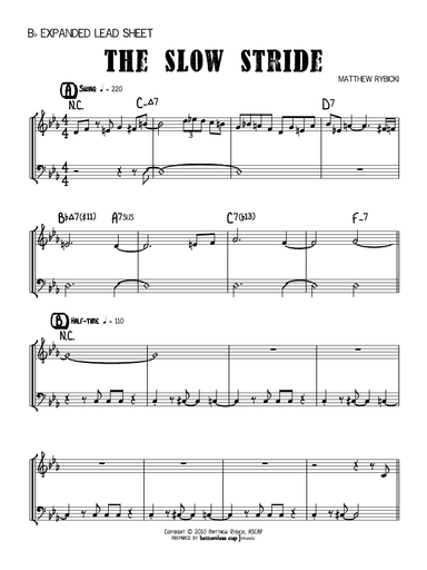 The Slow Stride (Bb Expanded Lead Sheet)