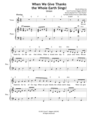 When We Give Thanks the Whole Earth Sings (Unison)