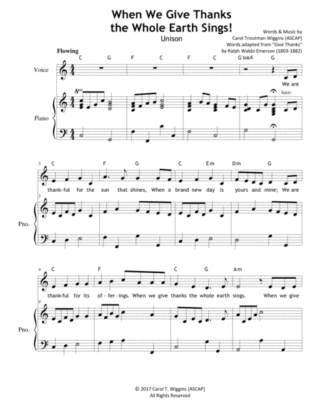 When We Give Thanks the Whole Earth Sings (Unison)