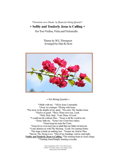 Softly and Tenderly Jesus is Calling (For String Quartet) (arr. Han-Ki Kim)