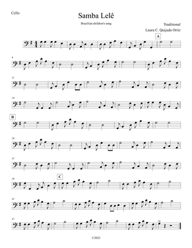 Samba Lelê. String orchestra, early-intermediate. SCORE & PARTS (arr. Laura C. Quijada Ortíz)