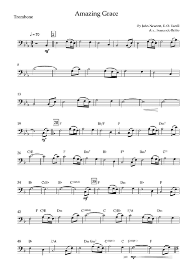 Amazing Grace for Trombone Solo with Chords (arr. Fernando Britto)