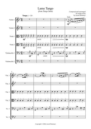 Lame Tango (from Tango Suite) for string sextet - A4 version