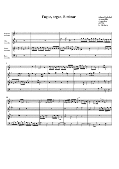 Fugue in B minor (arrangement for 4 recorders) (arr. Gil Garty)
