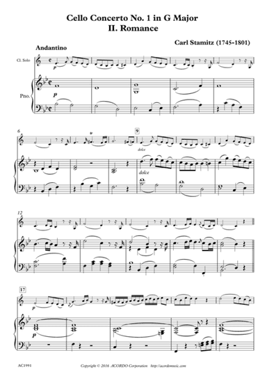 Romance from Concerto No.1 in G Major for Clarinet & Piano (arr. Mikio Kamada)