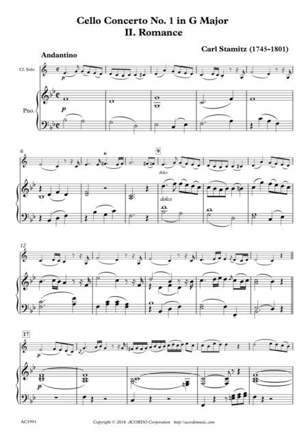 Romance from Concerto No.1 in G Major for Clarinet & Piano (arr. Mikio Kamada)