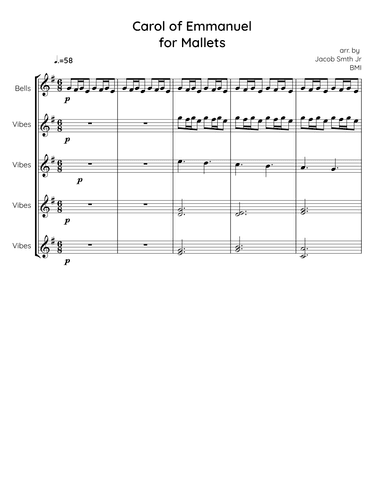 Carol of Emmanuel for Mallets (arr. Jacob Smiith Jr)