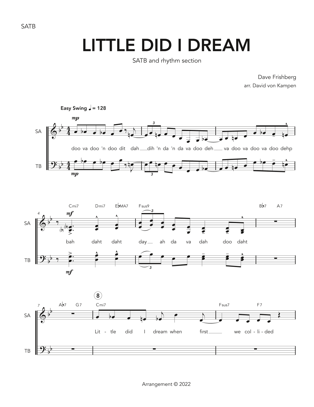 Little Did I Dream (arr. David Von Kampen)