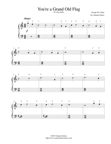 You're a Grand Old Flag - for easy piano (arr. Samuel Stokes)