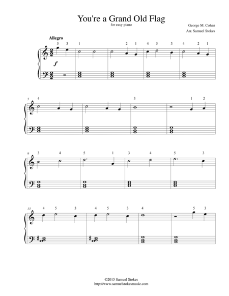 You're a Grand Old Flag - for easy piano (arr. Samuel Stokes)