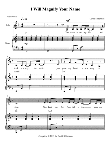 I Will Magnify Your Name (Piano/Vocal Solo)