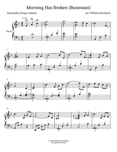 Morning Has Broken [arr. for solo piano] (arr. William Haviland)