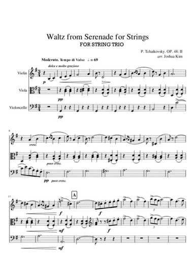 Waltz for STRING TRIO from Serenade for Strings (arr. Joshua Jun S. Kim)