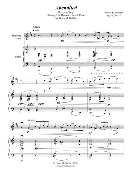 Schumann: Abendlied for Baritone Horn & Piano (arr. James M. Guthrie, ASCAP)
