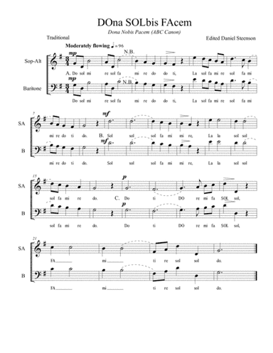 Dona Nobis Pacem (Solfege - Canon) (arr. Daniel Steenson)