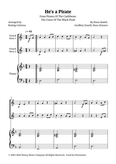 He's A Pirate (arr. Rodrigo Faleiros)