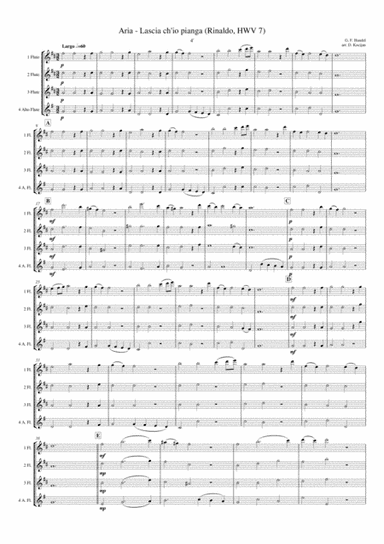Aria - Lascia ch'io pianga (flute quartet) (arr. David Kocijan)