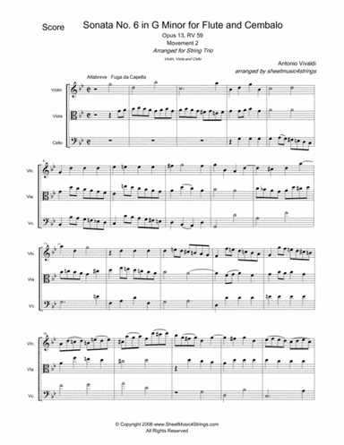 Vivaldi, A. - Sonata No.1 Mvt. 2 for Violin, Viola and Cello (arr. Linda M. Scott)