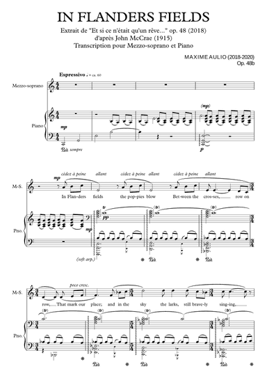 In Flanders fields - excerpt from “Et si ce n’était qu’un rêve…” - piano/voice reduction