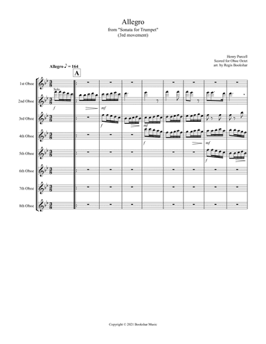 Allegro (from "Sonata for Trumpet") (Bb) (Oboe Octet) (arr. Regis Bookshar)