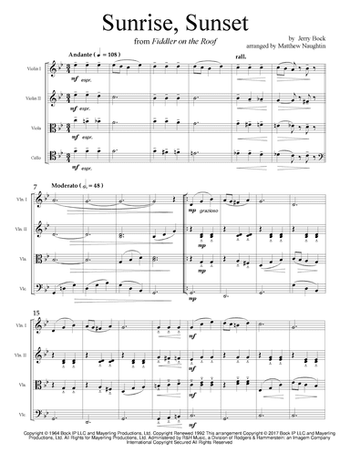 Sunrise, Sunset (arr. Matthew Naughtin)