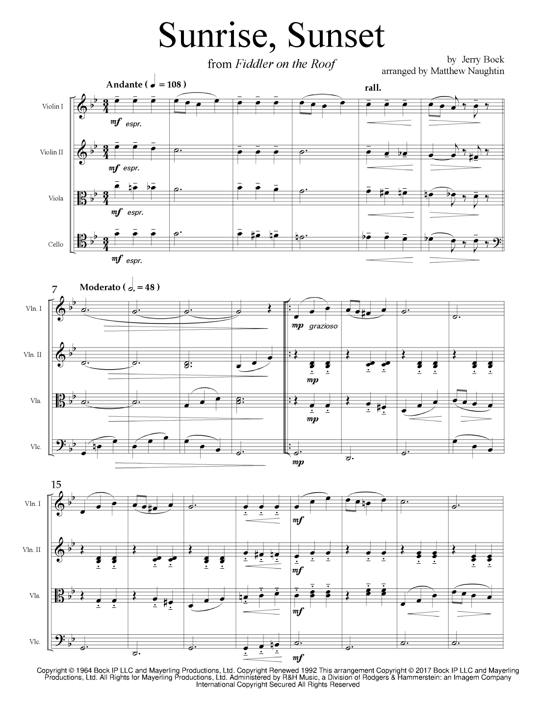 Sunrise, Sunset (arr. Matthew Naughtin)