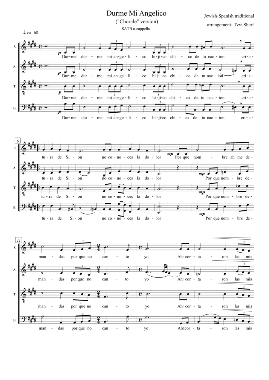 Durme Mi Angelico (Sleep, my little angel) (arr. Tzvi Sherf)