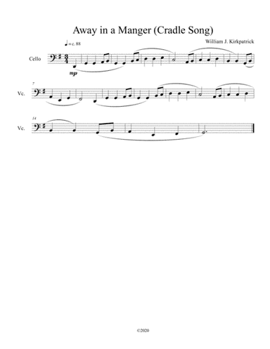 Away in a Manger (Cradle Song) for solo cello (arr. B C Dockery)