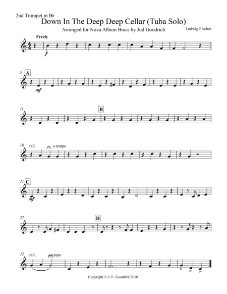 "Down In The Deep Deep Cella" Tuba Solo for brass quintet (arr. Jud Goodrich)