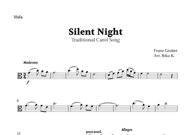 Silent Night for Viola Solo (arr. Rika K.)