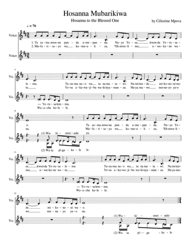 Hosanna Mubarikiwa (Hosanna to the Blessed One)