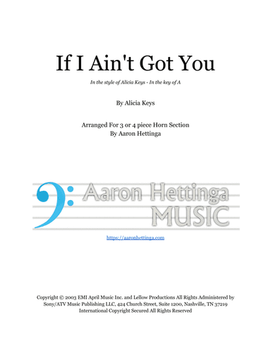 If I Ain't Got You (arr. Aaron Hettinga)