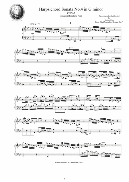 Platti - Harpsichord (or Piano) Sonata No.4 in G minor Op.1 CSPla7 (arr. Santino Cara)