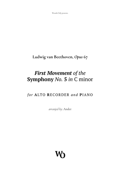 Symphony No. 5 by Beethoven for Alto Recorder (arr. Ander)
