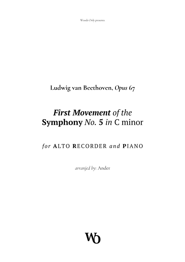 Symphony No. 5 by Beethoven for Alto Recorder (arr. Ander)