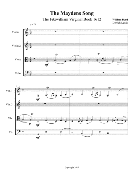 Wm. BYRD- The Maydens Song (arr. Derrick T. Lewis)